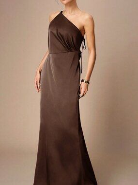 Brown Preppy Women's Lace Patchwork Pleated Party Dress